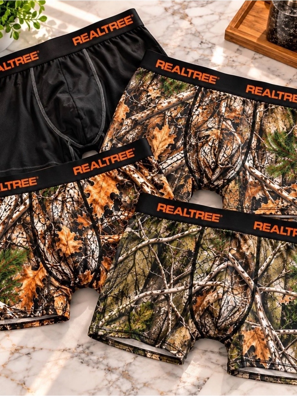 NEW Realtree Camo & Black Men's Performance Boxer Briefs - 5 Pack M
